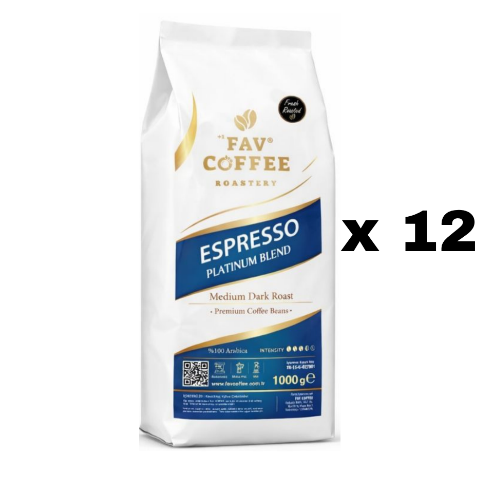 Fav Coffee Roastery Platinum Blend Espresso Çekirdek Kahve 1000 Gram x 12 adet