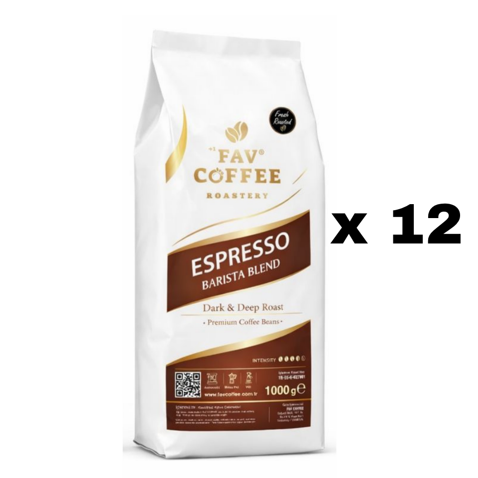 Fav Coffee Roastery Barista Blend Espresso Çekirdek Kahve 1000 Gram x 12 adet