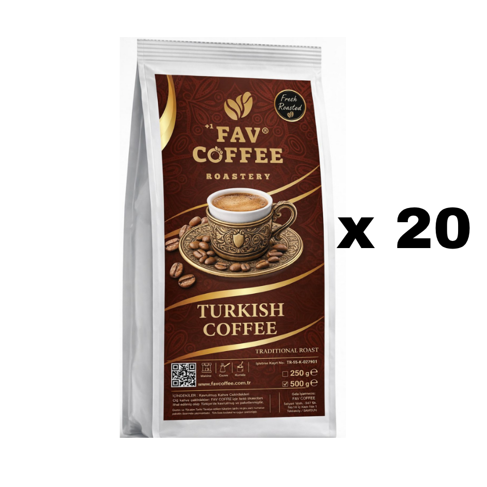 Fav Coffee Roastery Türk Kahvesi (Öğütülmüş) 500 Gram x 20 adet